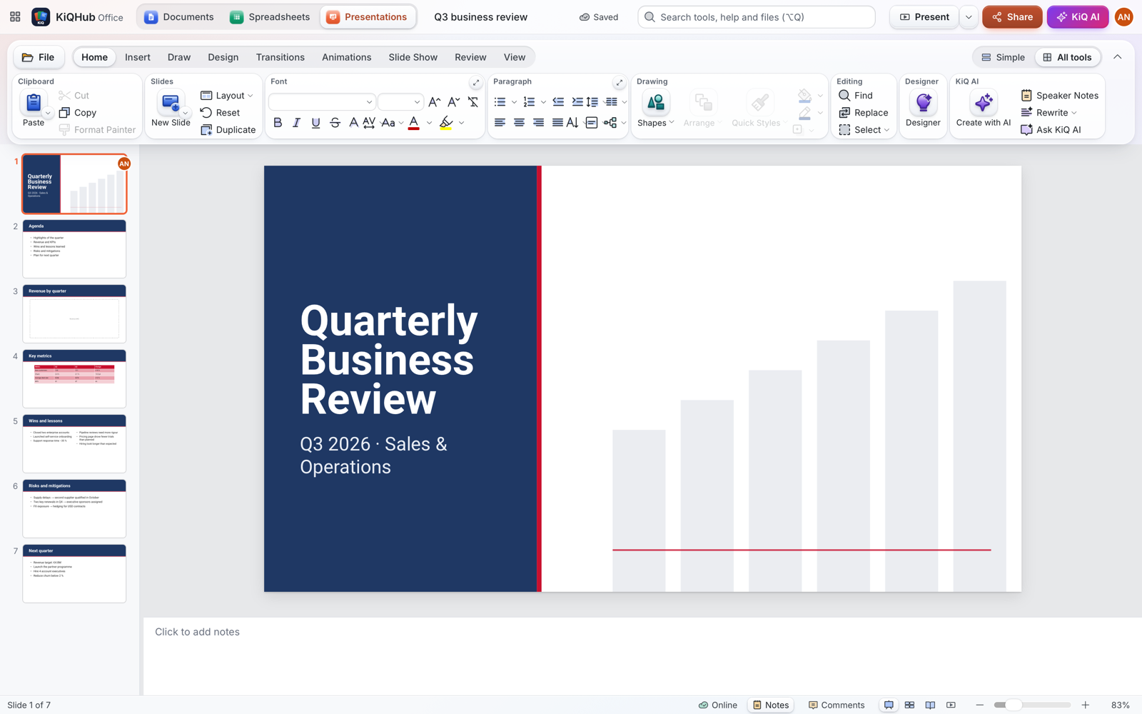 KiQHub Presentations with slide thumbnails